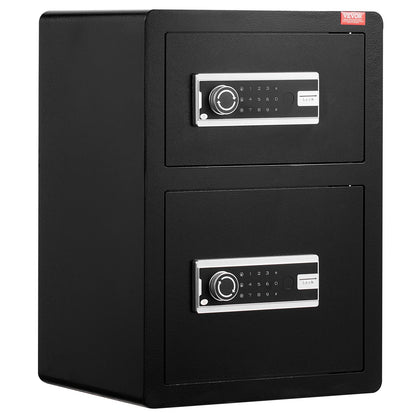 Double Door 3.5 cu.ft Security Box with Key Lock Password Fireproof Case Black
