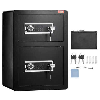 Double Door 3.5 cu.ft Security Box with Key Lock Password Fireproof Case Black