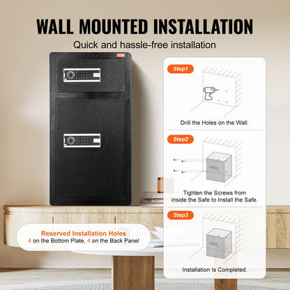 Sicherheitsbox mit Doppeltür, 7,2 Kubikfuß, mit Schlüsselschloss, Passwortschrank, Schwarz