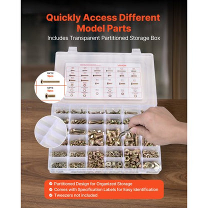 906 pieces bolts and nuts, assortment kit, metric alloy steel M4 M5 M6 M8