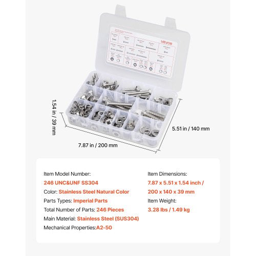 246 Stück gemischte Stahlschrauben und -muttern für Möbel