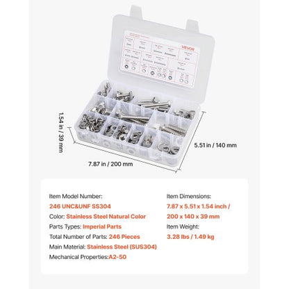 246 Stück gemischte Stahlschrauben und -muttern für Möbel