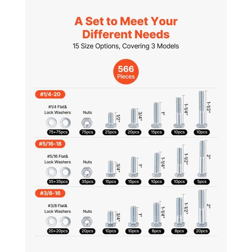 566 pieces of mixed steel alloy bolts and nuts for furniture