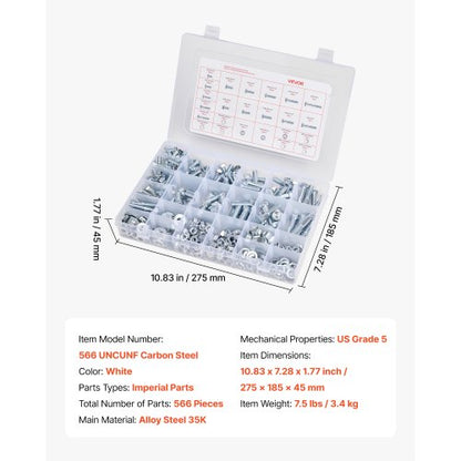 566 pieces of mixed steel alloy bolts and nuts for furniture