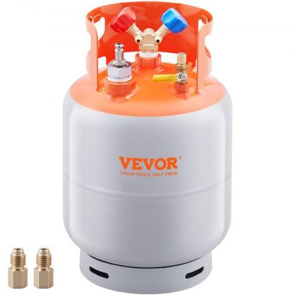 Refrigerant Recovery Tank with Float Switch - 30 lb. Capacity ac Recovery Tank with ¼ to ½ Adaptor, Reusable Recovery Tank HVAC for All Refrigerant, Prevent Overflow, with Trace Amount of N₂