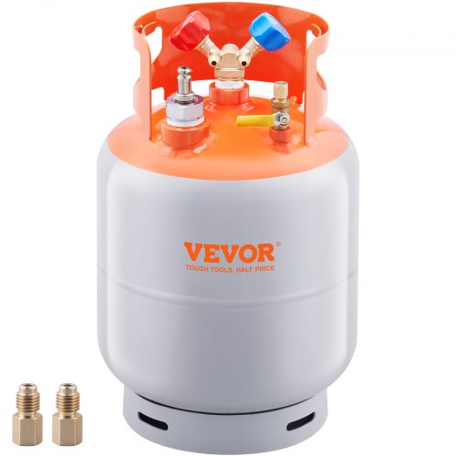 Refrigerant Recovery Tank with Float Switch - 30 lb. Capacity ac Recovery Tank with ¼ to ½ Adaptor, Reusable Recovery Tank HVAC for All Refrigerant, Prevent Overflow, with Trace Amount of N₂