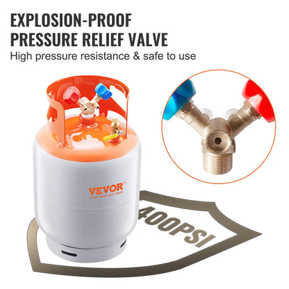 Refrigerant Recovery Reclaim 30lb Cylinder Tank 400 PSI Liquid Rated Y Valve