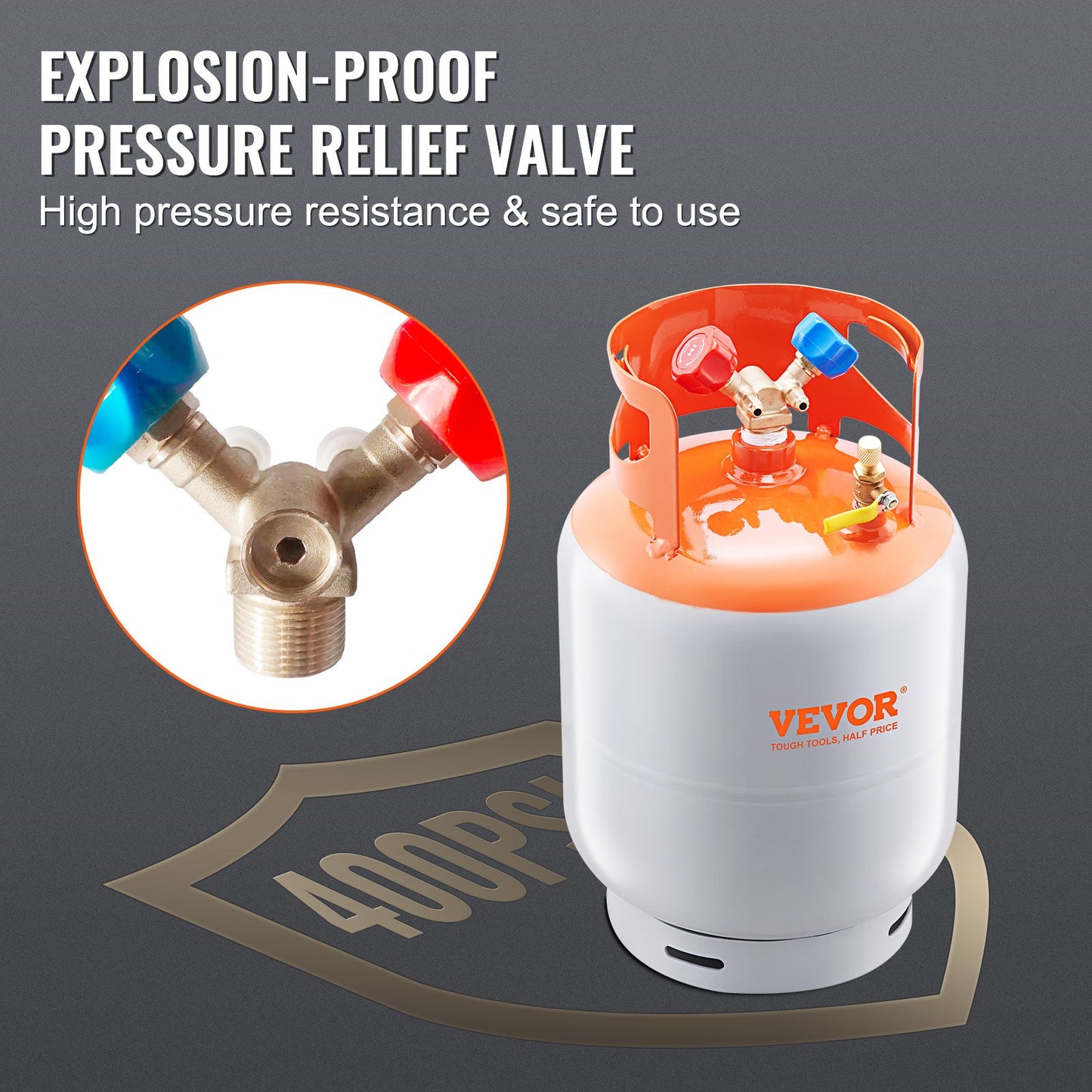 Kältemittelrückgewinnung, 50lb-Zylindertank, 400 PSI, Flüssigkeits-Y-Ventil