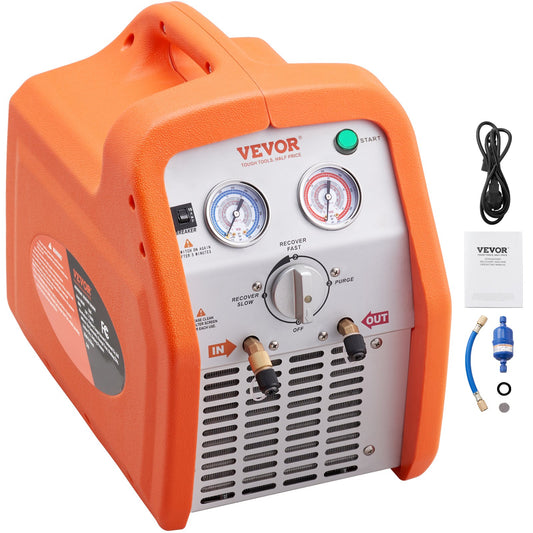1 HP Refrigerant Recovery Machine - Double Cylinder Portable AC Recovery Machine with High Pressure Protection 220-240V 50Hz Recovery Machine HVAC for Vapor Liquid Refrigerant, Car Air Conditioning