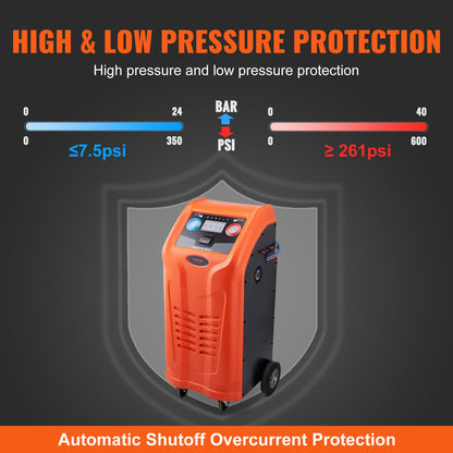 Helautomatisk kylmedelsåtervinningsmaskin - dubbelcylindrig AC återvinningsmaskinsats Inbyggd kompressor/elektronisk skala/filter/återvinningstank, återvinningsmaskin HVAC Endast för R134A+R1234YF