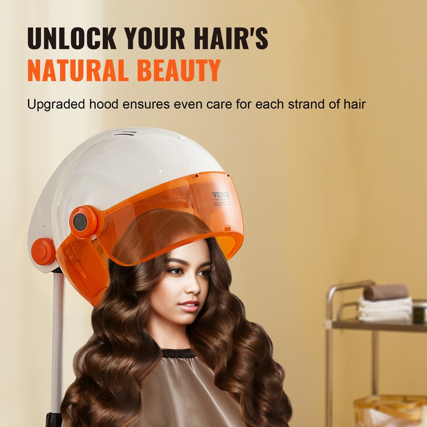 Professional Hooded Dryer, 1875W High-Power Bonnet Hair Dryer, Sit Under Hair Dryer with Timer, 3 Temp Settings & Wind Speed, Floor Standing Rolling Base with Wheels for Beauty Salon Home Spa