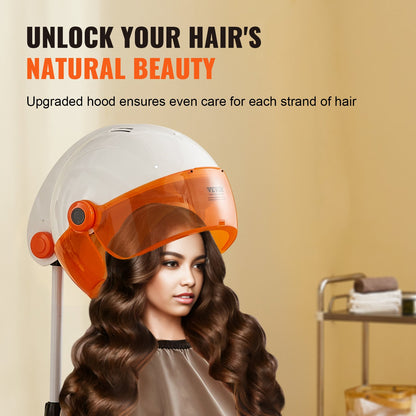 Professional Hooded Dryer, 1875W High-Power Bonnet Hair Dryer, Sit Under Hair Dryer with Timer, 3 Temp Settings & Wind Speed, Floor Standing Rolling Base with Wheels for Beauty Salon Home Spa