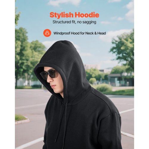 Damtröja med huva, stor storlek, fleece långärmad, bekväm, avslappnad, enkel tröja med huva, varm och hudvänlig, praktisk och trendig, svart hoodie med stor ficka för höst och vinter |  EU