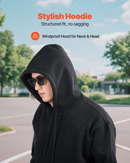 Women Pullover Hoodie, XX-Large Size, Fleece Long Sleeve Comfy Casual Basic Pullover Hooded Sweatshirt, Warm & Skin-friendly, Practical & Trendy, Black Hoodie with Large Pocket for Fall & Winter