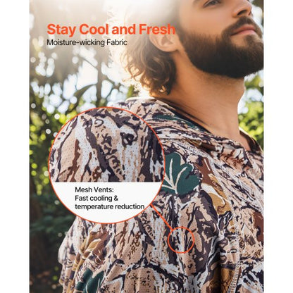 Camo Hoodie, Stor Storlek, Herrtröja med Huva, Fukttransporterande & Andningsbar, Snabbtorkande, Vandringskjorta med Huva för Fiske, Långärmade Jaktskjortor för Vår & Sommar Utomhusarbete |  EU