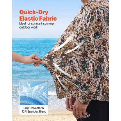 Camo Hoodie, Storlek 3X Stor, Herrtröja med Huva, Fukttransporterande och Andningsbar, Snabbtorkande, Vandringskjorta med Fiske och Huva, Långärmade Jaktskjortor för Vår- och Sommararbete Utomhus |  EU