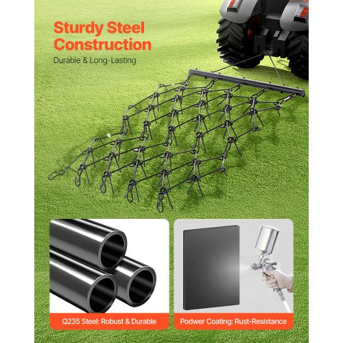 Drag Harrow 4 x 5.6 ft Chain Harrow ATV Lawn Rake for Landscape Leveling | EU