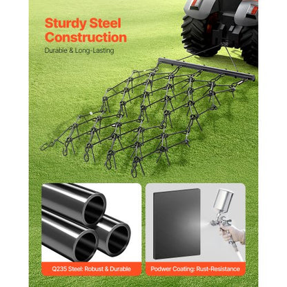 Drag Harrow 4 x 5.6 ft Chain Harrow ATV Lawn Rake for Landscape Leveling | EU