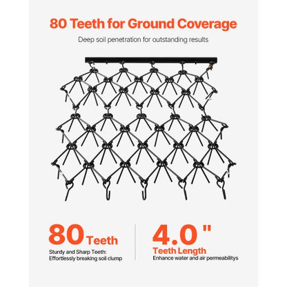 Drag Harrow 4 x 5.6 ft Chain Harrow ATV Lawn Rake for Landscape Leveling | EU