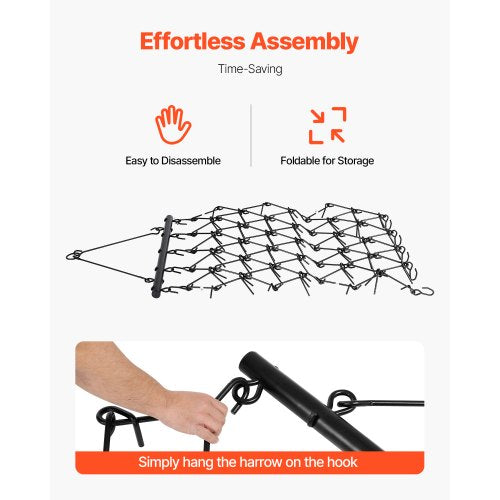 Drag Harrow 4 x 5.6 ft Chain Harrow ATV Lawn Rake for Landscape Leveling | EU