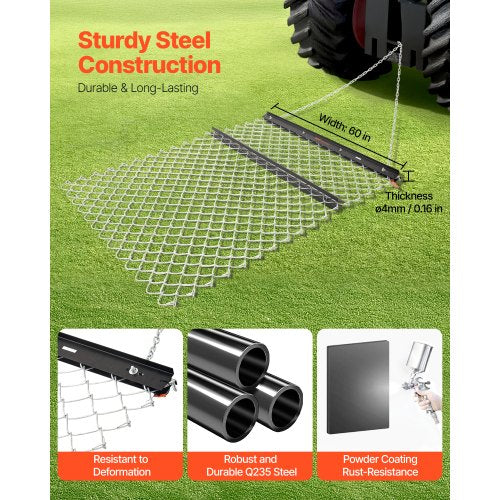 Pull Harrow 4 x 5 ft Chain Harrow Lawn Mower ATV UTV Tractor Accessories | EU