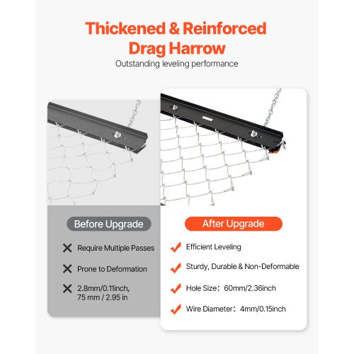 Pull Harrow 4 x 5 ft Chain Harrow Lawn Mower ATV UTV Tractor Accessories | EU