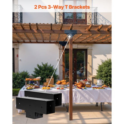 4x4 Zoll Pergola-Halterungssatz, interner 3,5x3,5 3-Wege-Holzbearbeitungspfosten, DIY, 2 Stück | EU