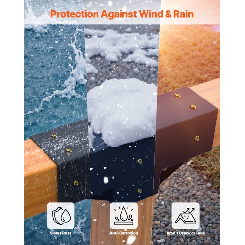 4x4 Zoll Pergola-Halterungssatz, interner 3,5x3,5 3-Wege-Holzbearbeitungspfosten, DIY, 2 Stück | EU