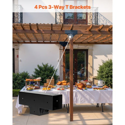 4x4 Zoll Pergola-Halterungssatz, interner 3,5x3,5 3-Wege-Holzbearbeitungspfosten, DIY, 4 Stück | EU