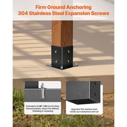 4x4 Zoll Pergola-Halterung, Innenbereich, 3,5x3,5, 3-Wege-Schräghalterungen mit Sockeln | EU