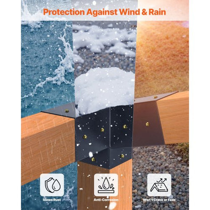 4x4 Zoll Pergola-Halterung, Innenbereich, 3,5x3,5, 3-Wege-Schräghalterungen mit Sockeln | EU