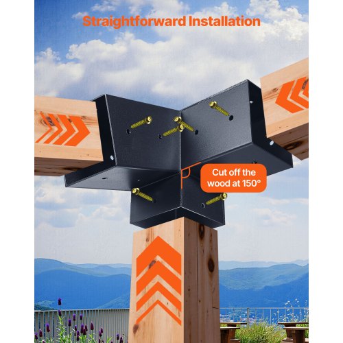 4x4 Zoll Pergola-Halterung, Innenbereich, 3,5x3,5, 3-Wege-Schräghalterungen mit Sockeln | EU