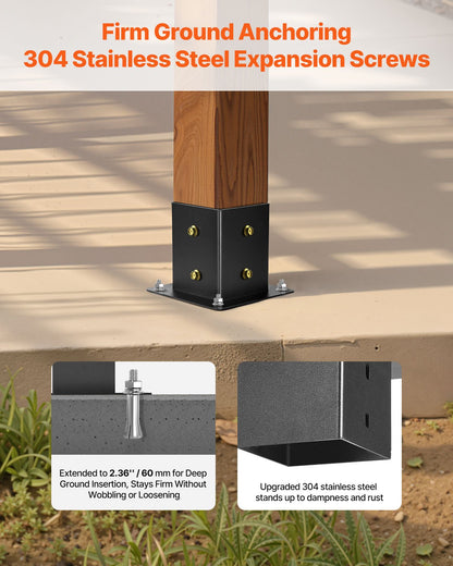 Pergola Kit, 4x4 Inch 3-Way Slanted Bracket for 3.5x3.5 Inch Wood Beams in Actual Size, Carbon Steel Pergola Bracket with Screws and Post Bases, for Outdoor Wood Pergolas, Gazebos, Sheds, 8 Pcs