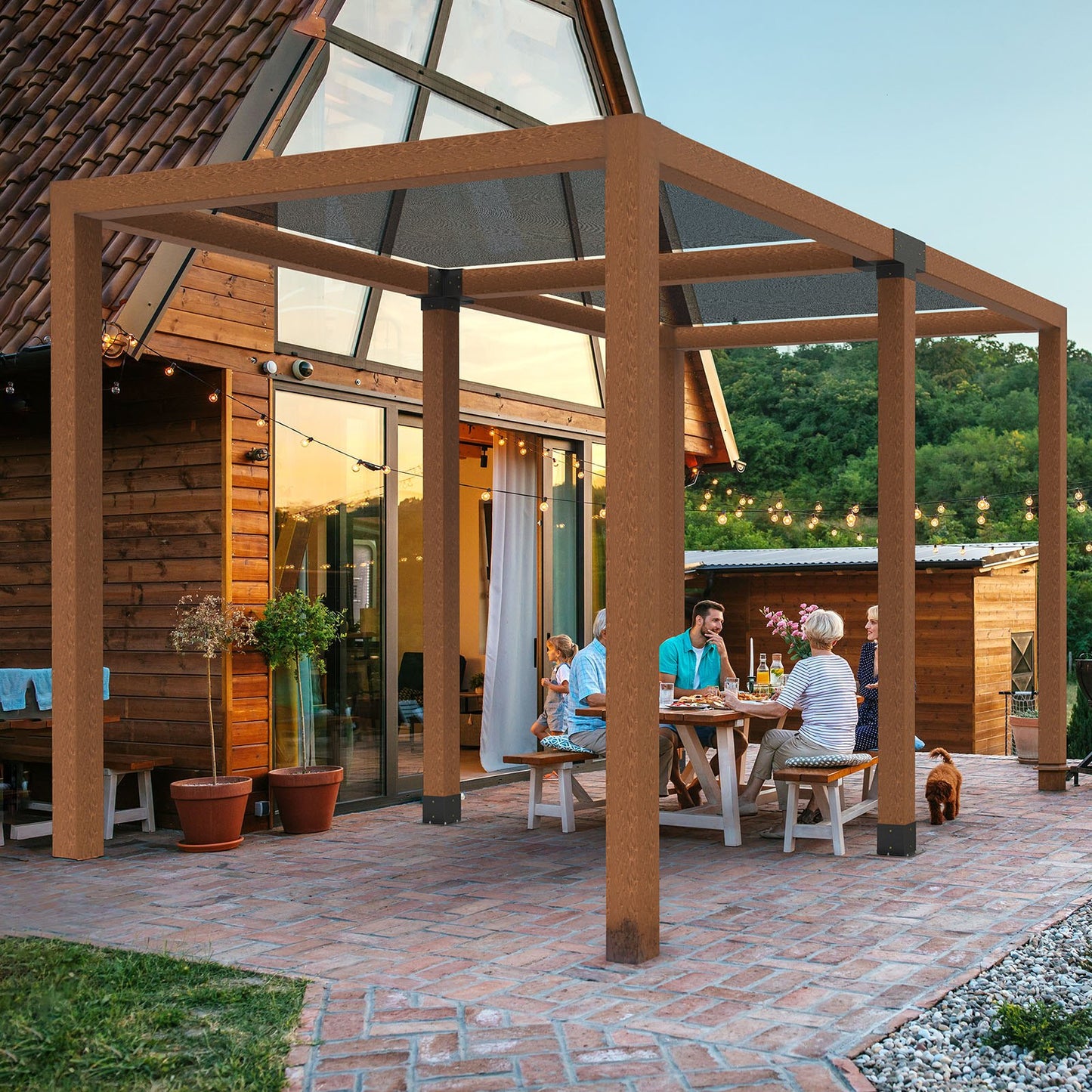 Pergola Bracket Kit, 6x6 Inch (Inner Size 5.5x5.5), 2 Pcs 4-Way Heavy Duty Corner Bracket Woodworks DIY Post Base Kit, Easy Installation Wooden Beams for Gazebos, Patio Pergolas, Log Cabin