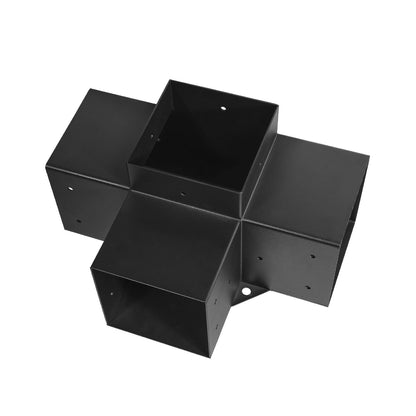 Pergola Bracket Kit, 6x6 Inch (Inner Size 5.5x5.5), 2 Pcs 4-Way Heavy Duty Corner Bracket Woodworks DIY Post Base Kit, Easy Installation Wooden Beams for Gazebos, Patio Pergolas, Log Cabin