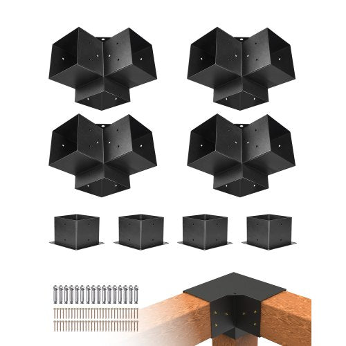 6x6 tums pergolakonsol invändig 5,5x5,5 3-vägskonsoler 4 st med 4 baser |  EU