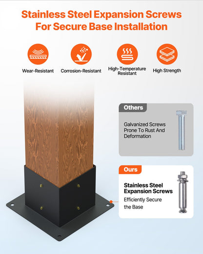 Pergola Bracket Kit, 6x6 Inch (Inner Size 5.5x5.5), 4 Pcs 3-Way Heavy Duty Corner Bracket Woodworks DIY Post Base Kit, Easy Installation Wooden Beams for Gazebos, Patio Pergolas, Log Cabin