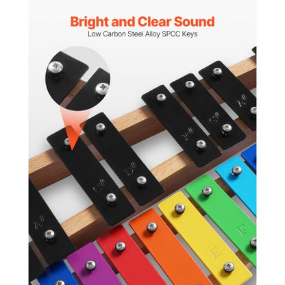 Klockspel Xylofon, 27 toner, Professionellt Xylofon-slagverksinstrument, Med Färgglada Metalltangenter, Inkluderar 4 Hammaror, Bärväska, Nybörjarkit med Musikinstrument för Vuxna och Barn |  EU