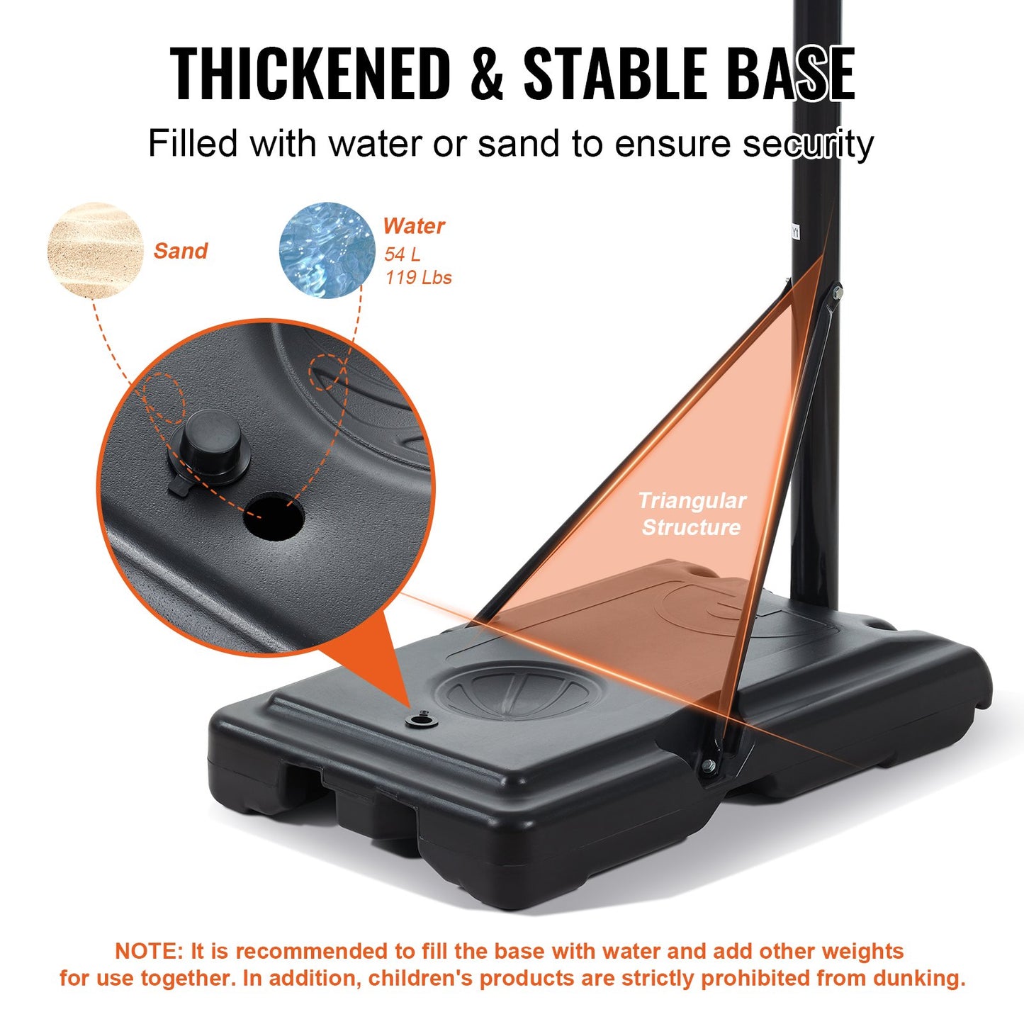Basketballkorb, 4–10 Fuß höhenverstellbares tragbares Backboard-System, 44 Zoll Basketballkorb und Tor, Basketball-Set für Kinder und Erwachsene mit Rädern, Ständer und befüllbarer Basis, für draußen/drinnen