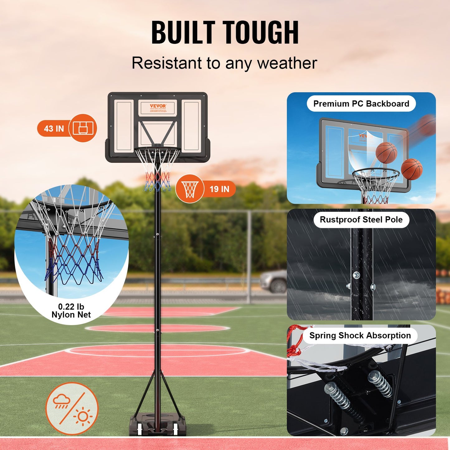 Basketballkorb, 4–10 Fuß höhenverstellbares tragbares Backboard-System, 44 Zoll Basketballkorb und Tor, Basketball-Set für Kinder und Erwachsene mit Rädern, Ständer und befüllbarer Basis, für draußen/drinnen