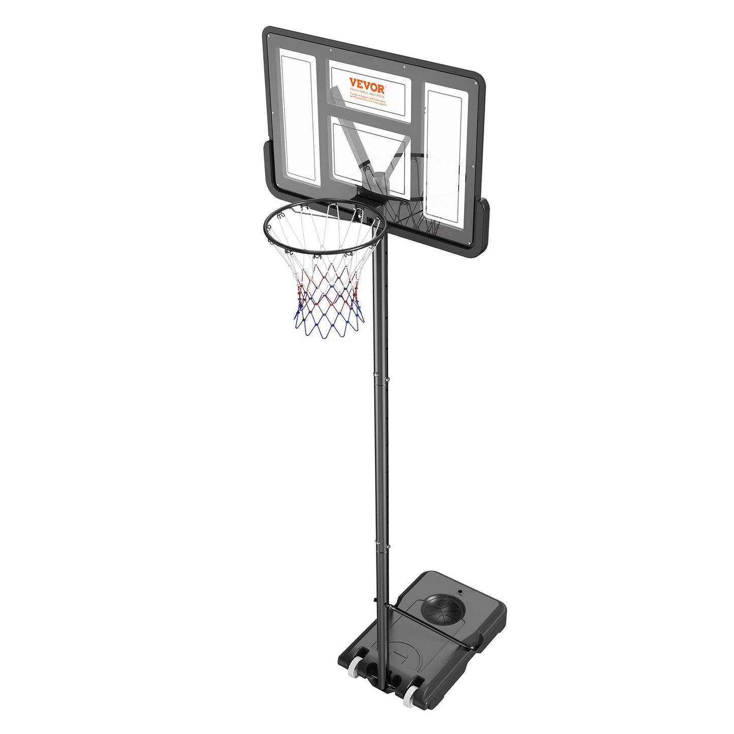 Basketballkorb, 4–10 Fuß höhenverstellbares tragbares Backboard-System, 44 Zoll Basketballkorb und Tor, Basketball-Set für Kinder und Erwachsene mit Rädern, Ständer und befüllbarer Basis, für draußen/drinnen