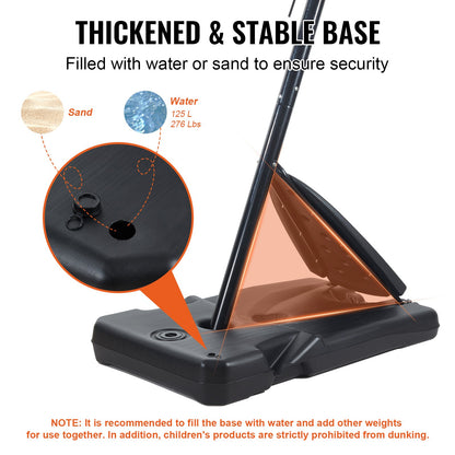 Basketballkorb, 2,3–3 m höhenverstellbares, tragbares Backboard-System, 137,2 cm Basketballkorb und Tor, Basketball-Set für Kinder und Erwachsene mit Rädern, Ständer und befüllbarer Basis, für draußen/drinnen