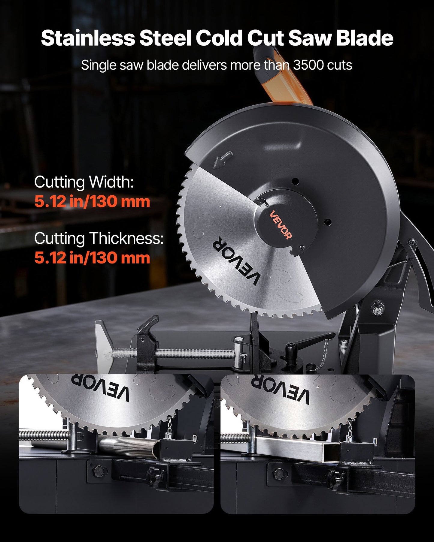 Chop Saw, 14-inch Stainless Steel Cold Cut Blade, 3500 W Powerful Brushless Motor, 750-1200 r/min Adjustable Speed, Metal Cutting Chop Saw for Metal Square and Flat Tubes, I-Shaped Steels