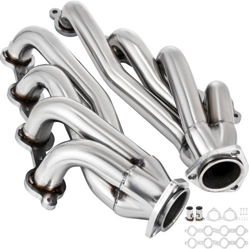 Exhaust Header Set 1 3/4" Exhaust Turbo Headers, Stainless Steel Exhaust Manifold Headers, Shorty Engine Conversion LS Swap Exhaust Headers for Chevy LS1 LS2 LS3 LS6 LS10 SUV/Truck Car