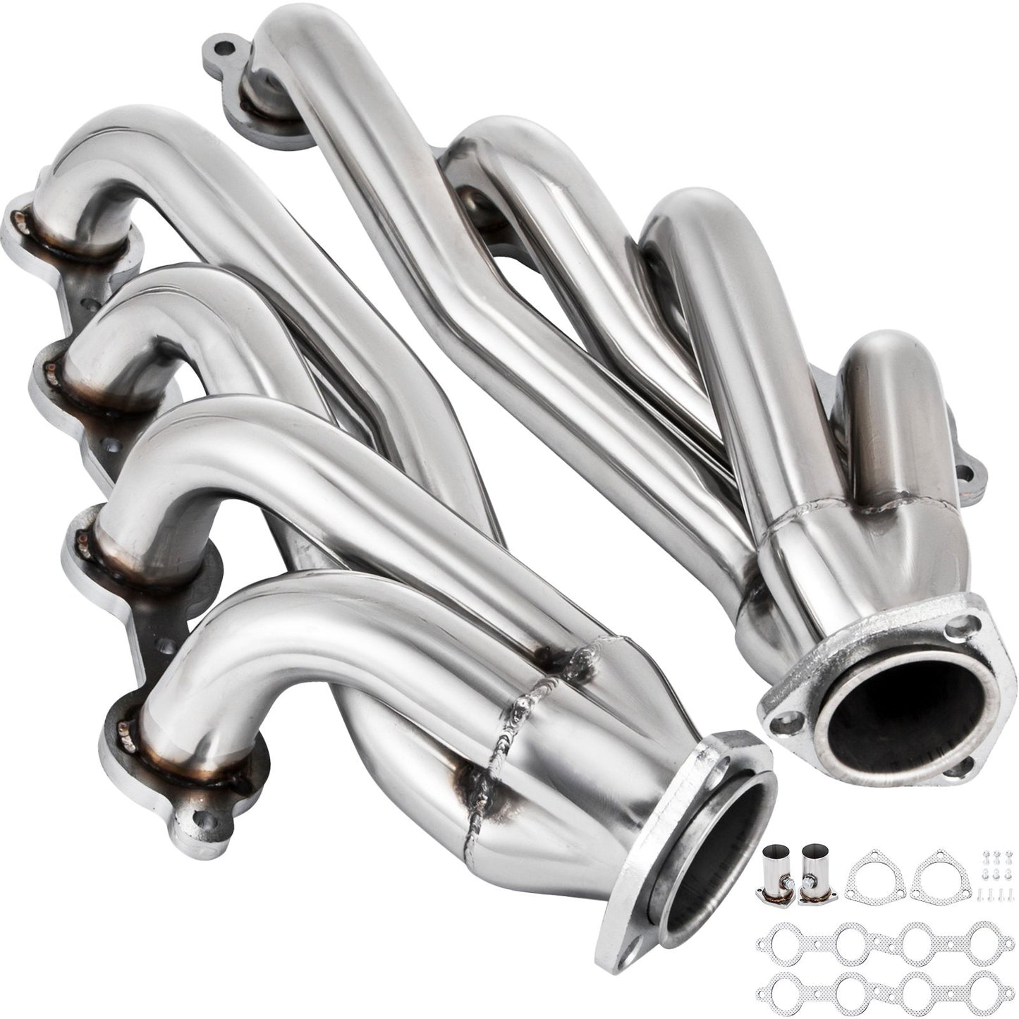 Exhaust Manifold Pipe Kit 1 3/4" Exhaust Turbo Header, Stainless Steel Exhaust Manifold, Shorty Engine Conversion LS Swap Exhaust Pipe for Chevy LS1 LS2 LS3 LS6 LS10 SUV/Truck Car