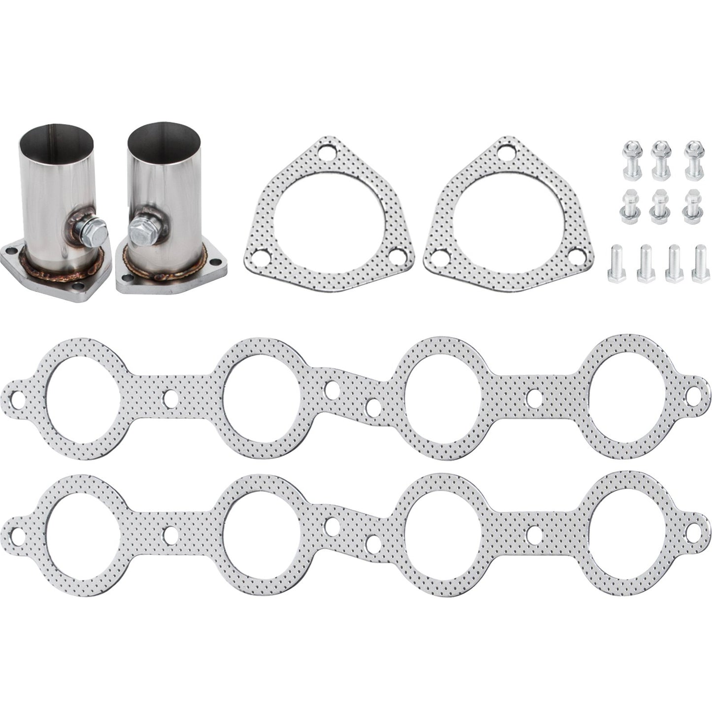 Exhaust Manifold Pipe Kit 1 3/4" Exhaust Turbo Header, Stainless Steel Exhaust Manifold, Shorty Engine Conversion LS Swap Exhaust Pipe for Chevy LS1 LS2 LS3 LS6 LS10 SUV/Truck Car