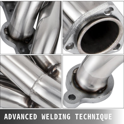 Exhaust Header Set 1 3/4" Exhaust Turbo Headers, Stainless Steel Exhaust Manifold Headers, Shorty Engine Conversion LS Swap Exhaust Headers for Chevy LS1 LS2 LS3 LS6 LS10 SUV/Truck Car