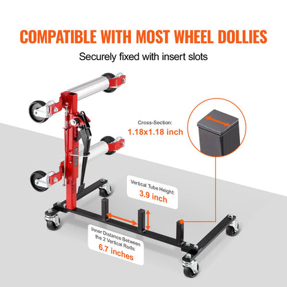 Car Dolly Rack, Storage Rack with 360° Rotatable Wheels, Hydraulic Ratchet Trolley Jack Stand Organizer, Jack Stands Holder Storage Rack, 4-Dolly Capacity, Compatible with Most Dollies