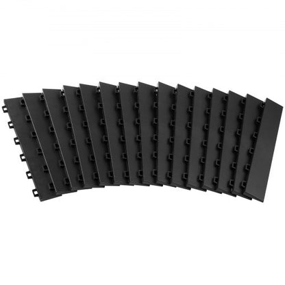 Female Garage Floors Transition Edge Kit, 15 PCS Sturdy PP Interlocking Modular Garage Floor Edging Slip-resistant, Easy Assembly Compatible Only With Upgraded 6-Lock Garage Mats, Black