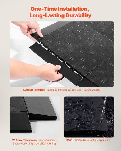Female Garage Floors Transition Edge Kit, 15 PCS Sturdy PP Interlocking Modular Garage Floor Edging Slip-resistant, Easy Assembly Compatible Only With Upgraded 6-Lock Garage Mats, Black